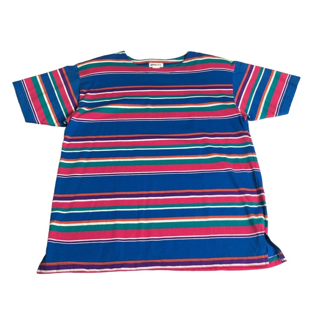 Vintage 80s 90s Lord Issacs Shirt Womens Large Colorful‎ Striped Streetwear Crew
